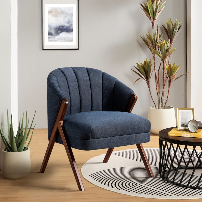 Vivian Mid-century Barrel Chair with a Scalloped Back by HULALA HOME