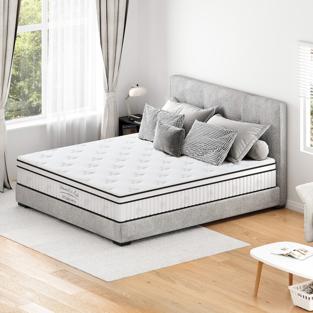 GDFStudio - Meridian 12 Inch Hybrid Memory Foam Mattress,Individually Pocketed Innerspring,Medium Firm