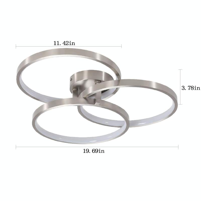 Contemporary Three-Ring Semi-Flush Mount Ceiling Lamp