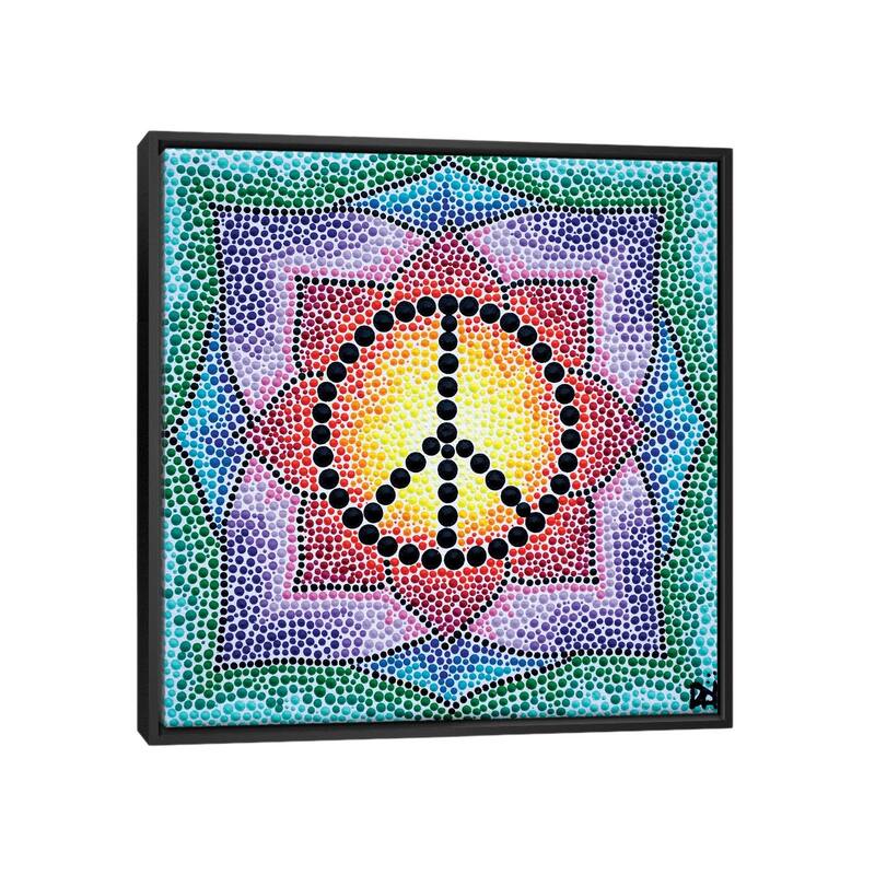 iCanvas "Mandala Peace" by Nadya Al-Haroun Framed Canvas Print - Black - 26x26