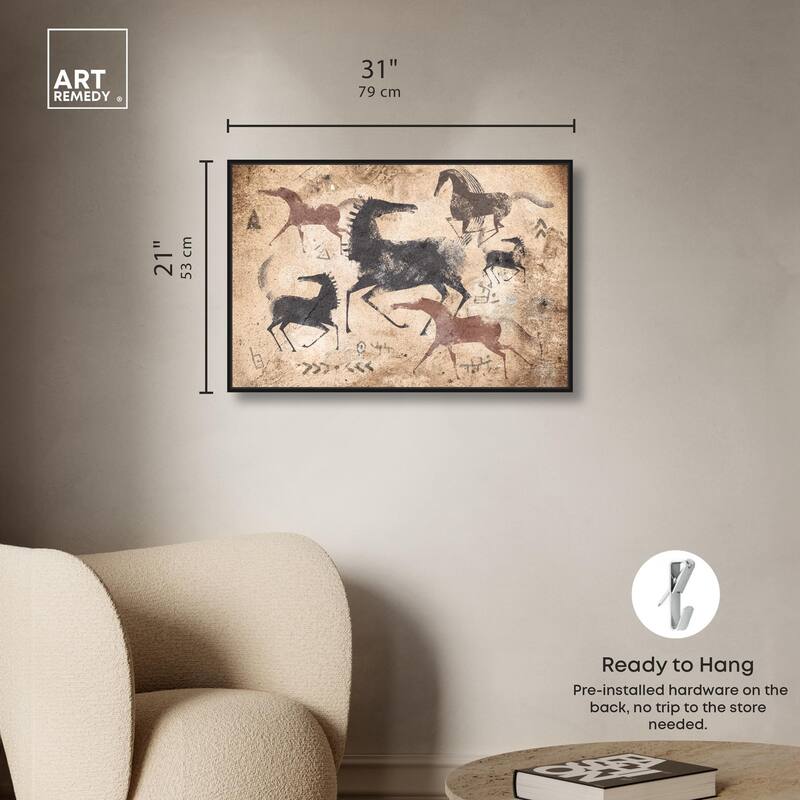 Cave Drawing Horses Canvas by Art Remedy