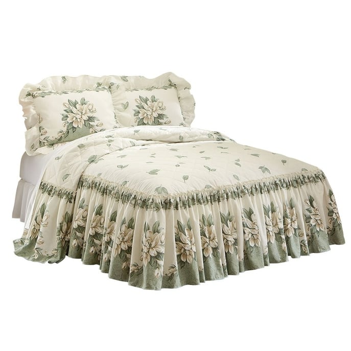 Floral Ruffle Magnolia Garden Bedspread