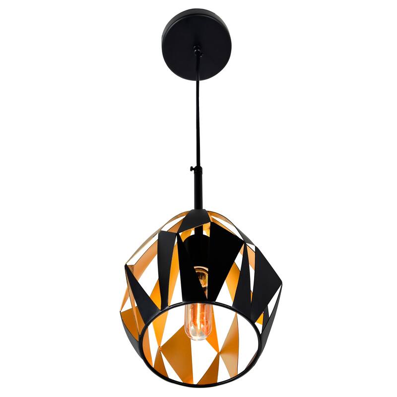 Oxide 1 Light 8in Black & Copper Down Mini Pendant - Black/Copper
