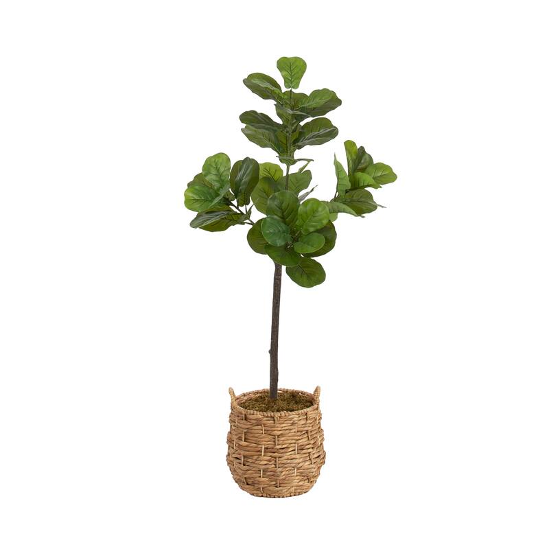 Kate and Laurel Fidmont Faux Fiddle Fig Tree - 4ft - Natural