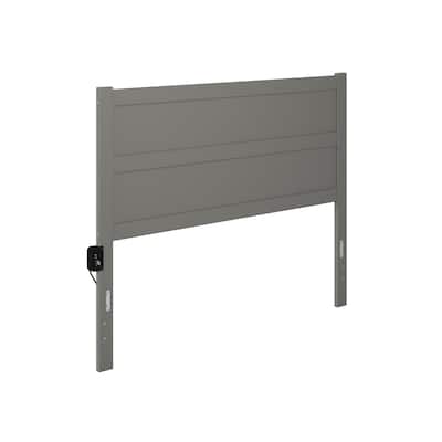 Modern Grey Headboard - Wood Panel Headboard for Metal Bed Frame - USB Charging Port