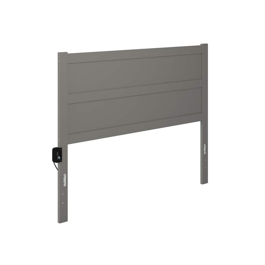 Modern Grey Headboard - Wood Panel Headboard for Metal Bed Frame - USB Charging Port