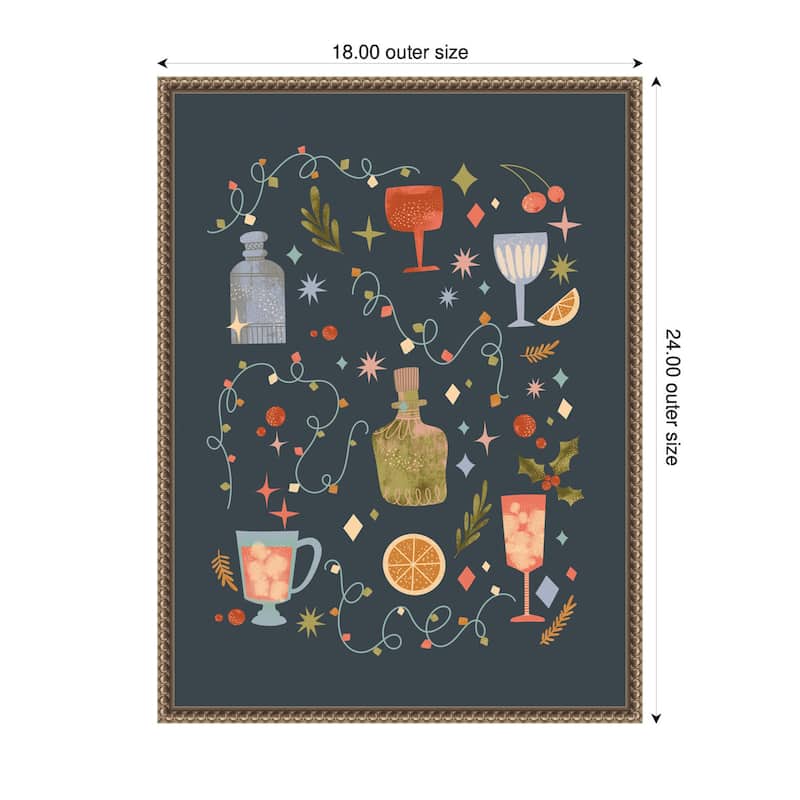 Kate and Laurel Sylvie Beaded Holiday Cocktails Framed Canvas by Nikita Jariwala