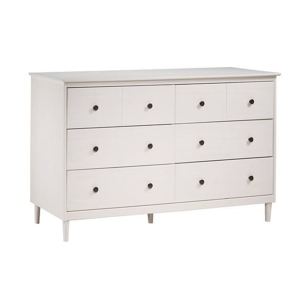 Shop Offex Modern 6 Drawer Solid Pine Wood Dresser White