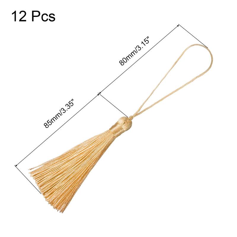 6.5" Silky Bookmark Tassels with Loop for DIY Craft Accessory, 12Pcs