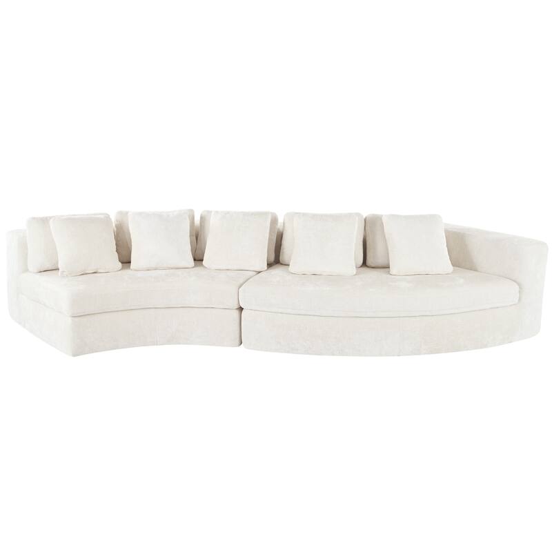 115.7" Chenille Modular Sofa Set with Curved Design (4-Seat)