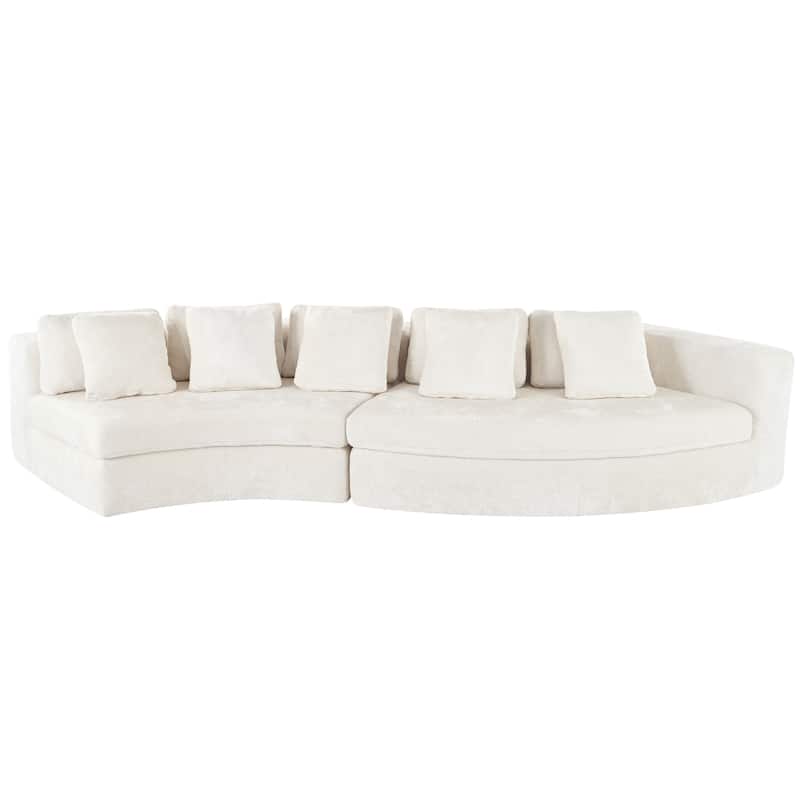 115.7" Chenille Modular Sofa Set with Curved Design - 4-Seater and 5 Cushions (No Assembly Required)
