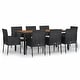 preview thumbnail 54 of 91, vidaXL 3 Piece Patio Dining Set with Cushions Black Poly Rattan - 18.9" x 21.7" x 34.6"