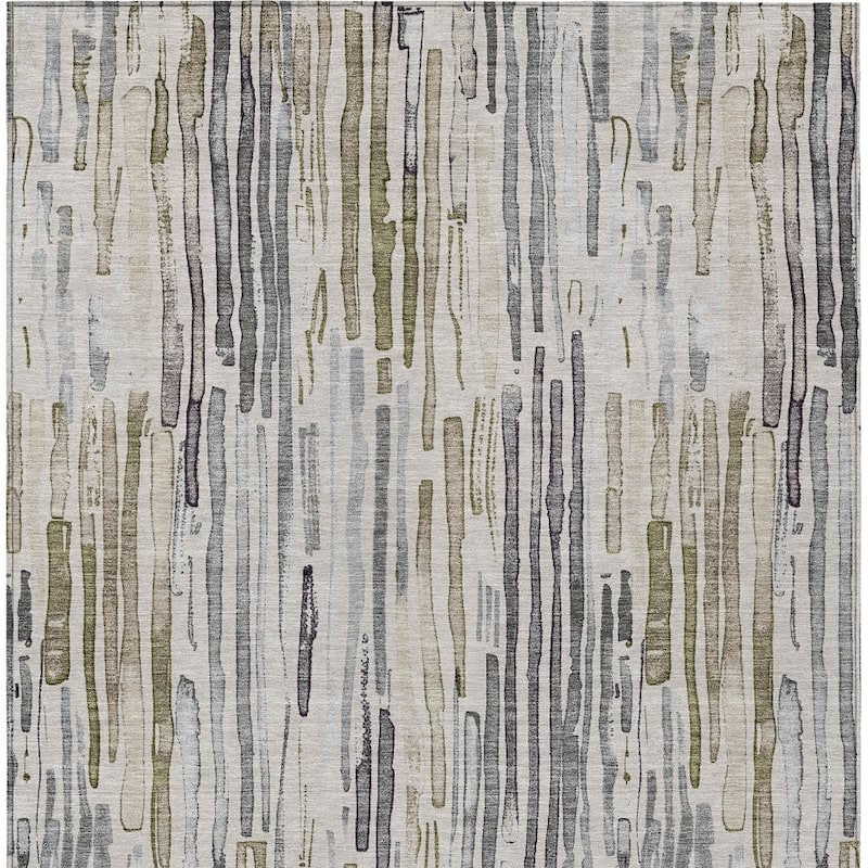HomeRoots Striped Modern Rectangle Outdoor Rug
