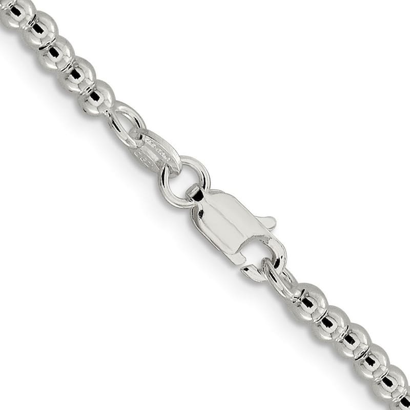 Curata 925 Sterling Silver 3mm Polished Bead Chain Necklace (Lobster)