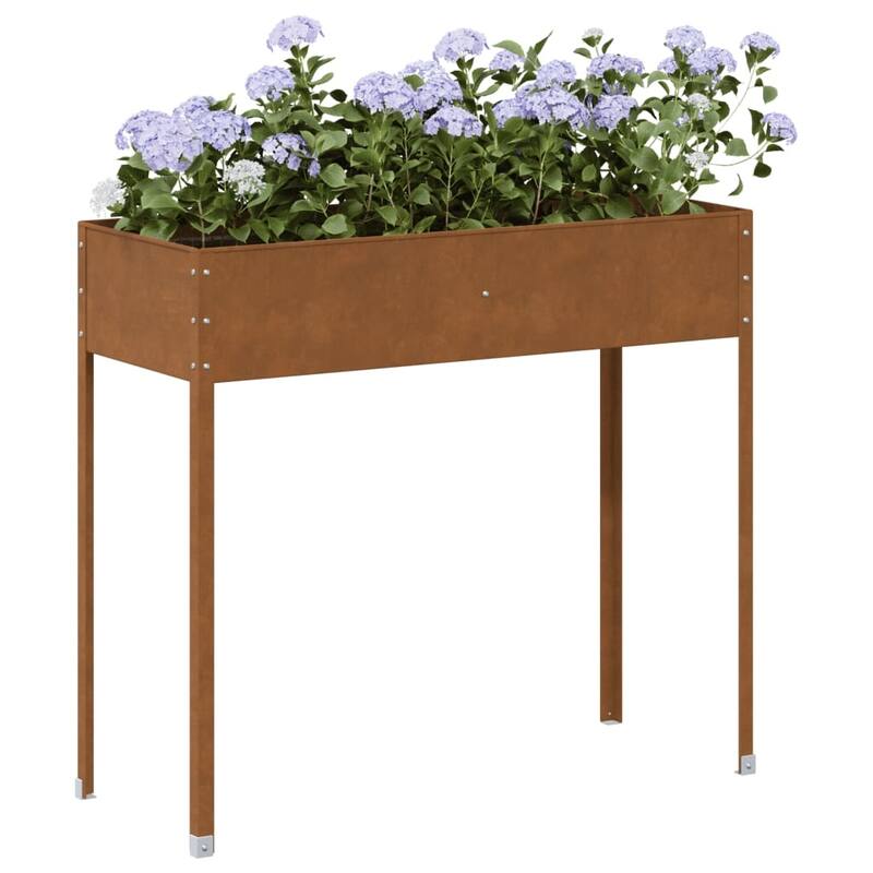 vidaXL Garden Planter Weathering steel brown Large Decorative Inlays - 15.9 x 39.6 x 35.4 in