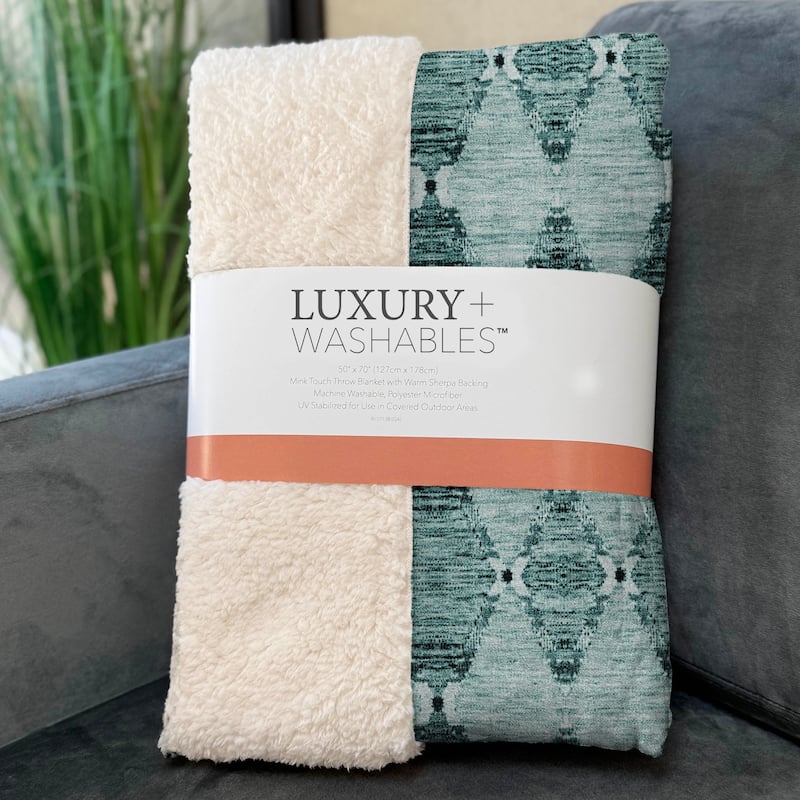 Premium Machine Washable Boho Modern Sherpa Throw Blanket