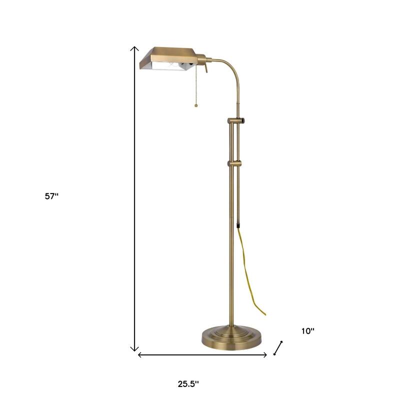 57 Inch Adjustable Floor Lamp with Square Metal Shade for Living Room