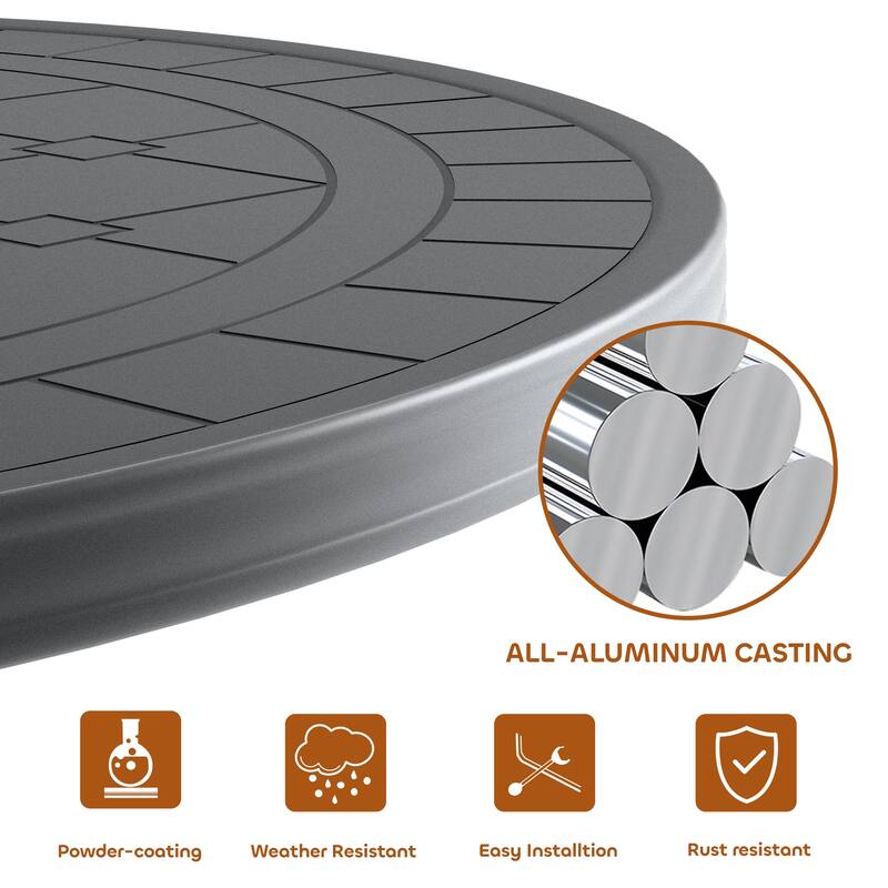 3/5 Piece Cast Aluminum Outdoor Dining Set with 39.37 in. Round Table and Seat Cushions