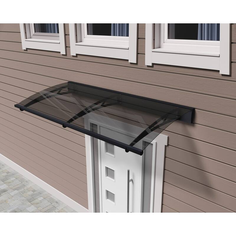 Aquila 3 ft. Gray/Clear Door and Gray/Solar Window Fixed Awning with Siding Connector Kit