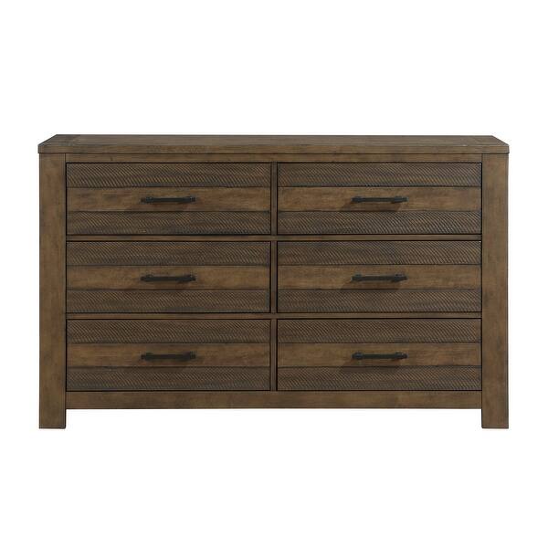Aco 67 Inch Wide Dresser, 6 Drawers with Black Handles, Antique Brown - Bed  Bath & Beyond - 40386591