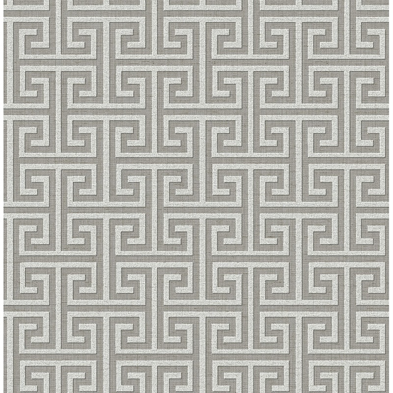 Seabrook Designs New York Greek Key Unpasted Wallpaper - 20.5 in. W x 33 ft. L - Charcoal