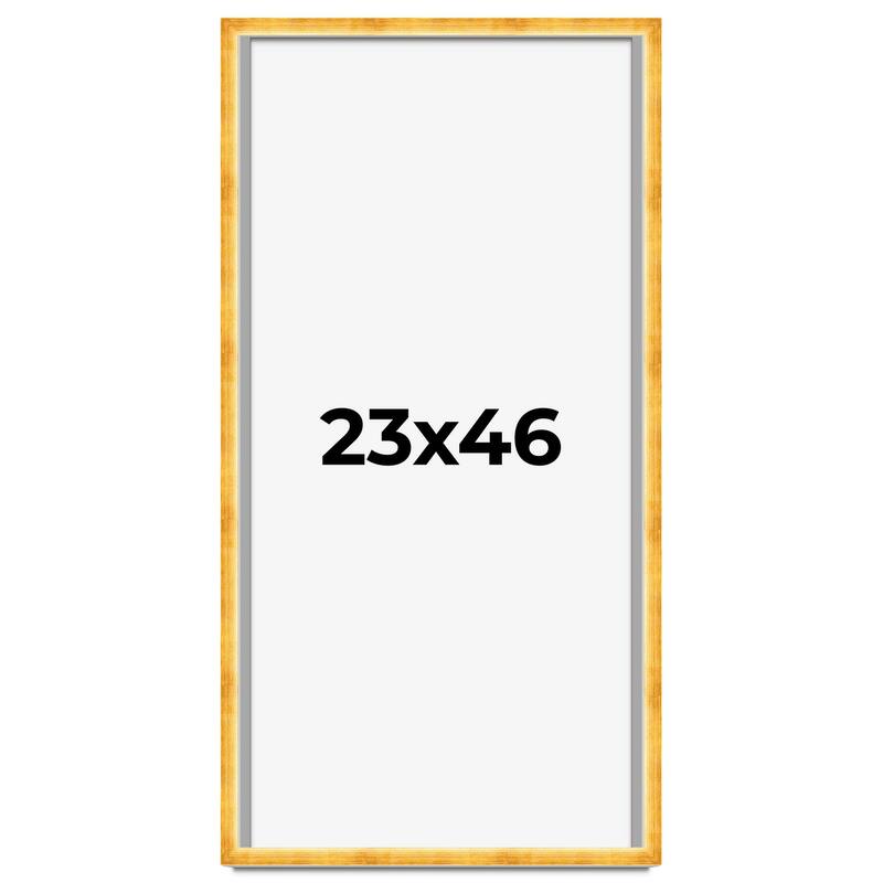 23x46 Shadow Box Frame Gold | 1.625 Inches Deep Real Wood Traditional