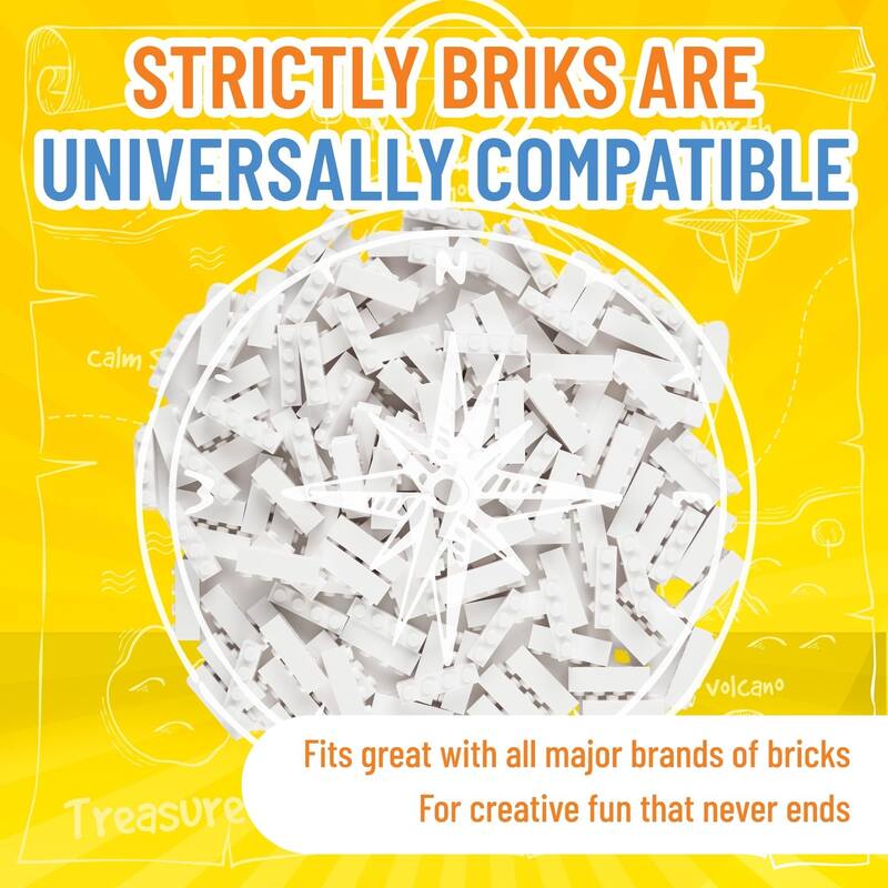Strictly Briks Classic Bricks Kit, White, 144 Pieces, Compatible with Major Brick Brands