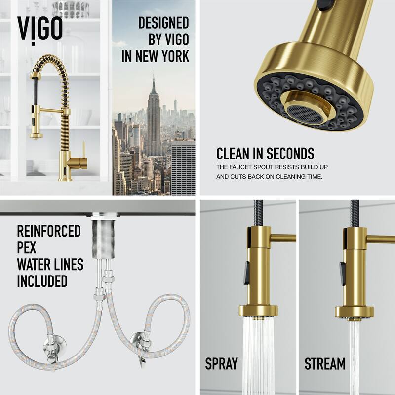 VIGO Edison 19" H Single Handle Pull-Down Sprayer Kitchen Faucet Set with Touchless Sensor