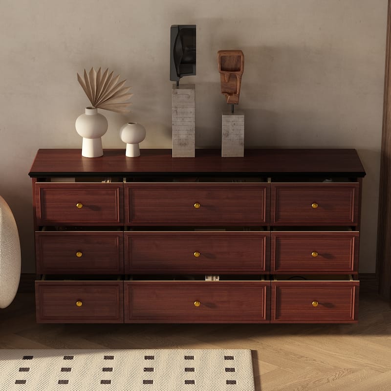 Timechee 63'' W Dresser White Chest Srorage Cabinet Lacquer Drawers