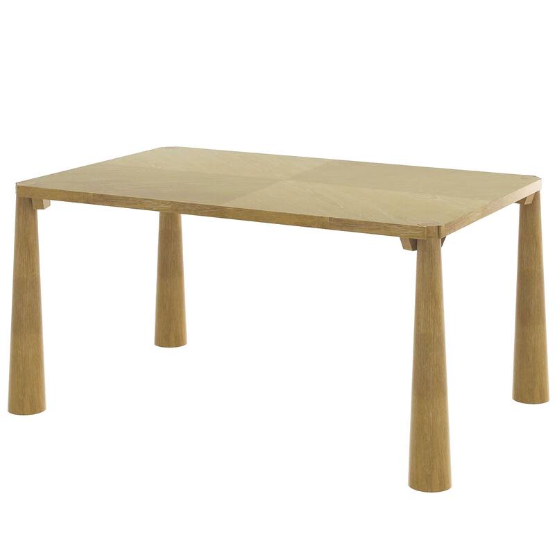 7-Piece Dining Table Set for 6, Wood Kitchen Table Set with Upholstered Chairs & Diagonal Pattern Tabletop