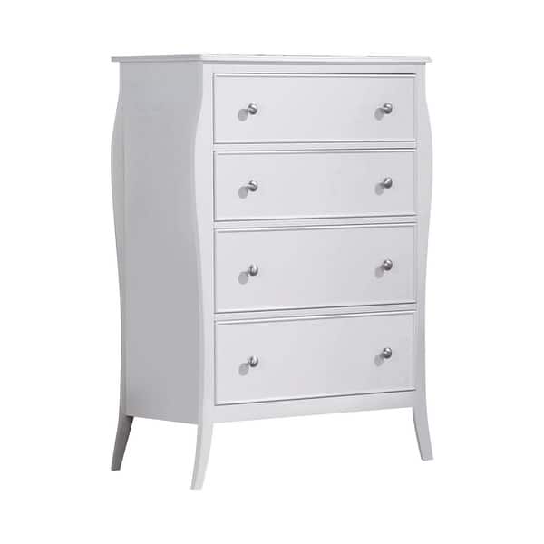 Afv 45 Inch 4 Drawer Tall Dresser Chest, 8 Silver Knobs, Curved Legs, White  - Bed Bath & Beyond - 37962488