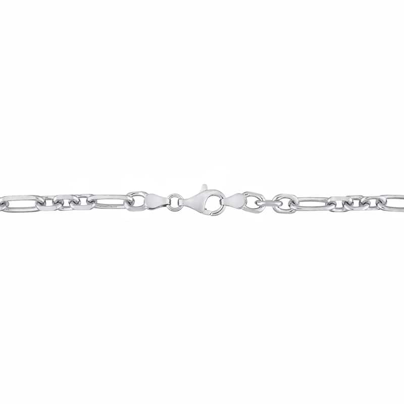 Miadora Sterling Silver Diamond Cut Figaro Rolo Necklace