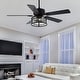 preview thumbnail 12 of 11, Cusp Barn 52 Inch Modern Caged Black Ceiling Fan with Light, Crystal Chandelier Fan, Quiet DC Motor Reversible Ceiling Fan
