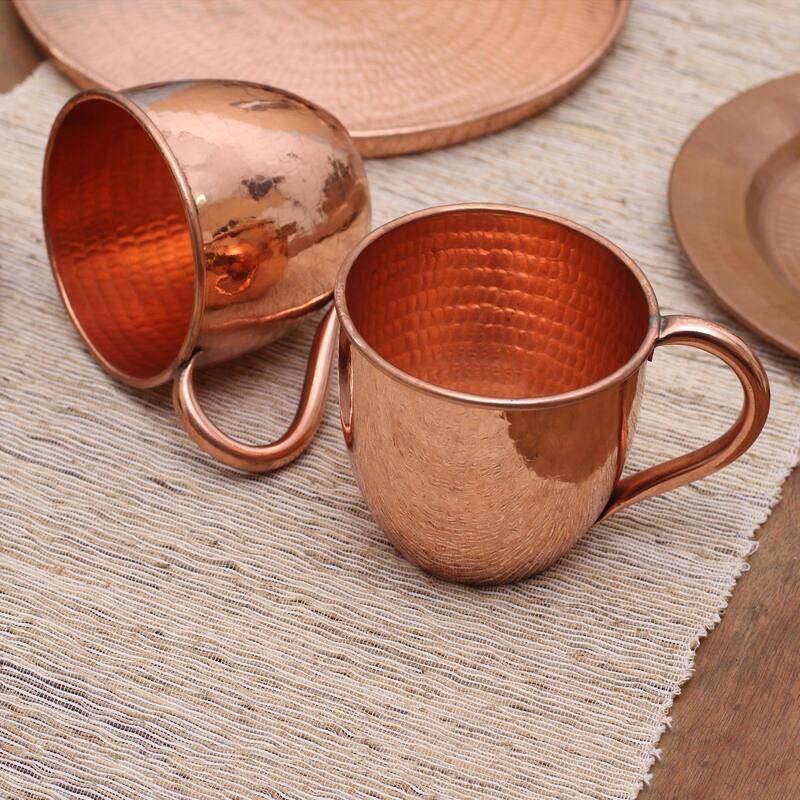 Novica Handmade Warm Glow Copper Mugs (Pair)
