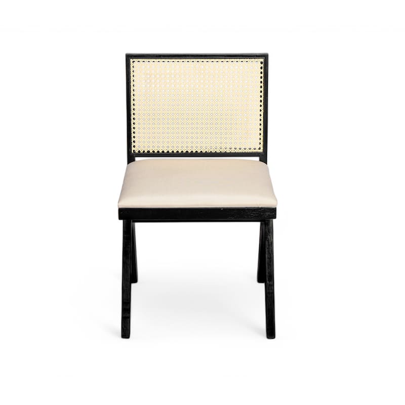 Rattan Bohemian Kitchen Chairs Armless Side Chairs, Set of 2