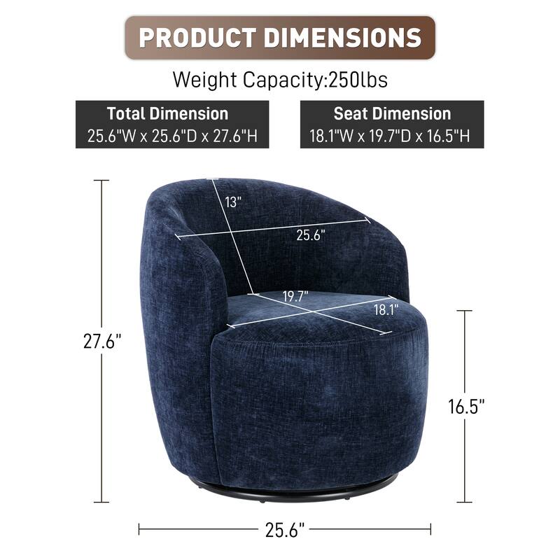Ouyessir Swivel Barrel Chair Upholstered Armchair (Set of 1)