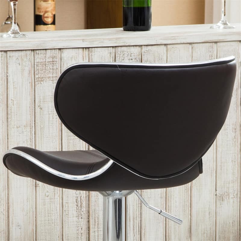 Upholstery Adjustable Swivel Barstool w/ Chrome Base (Set of 2)