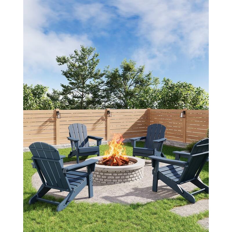 Folding Adirondack Chairs Set Of 1 HDPE Plastic Outdoor Chairs