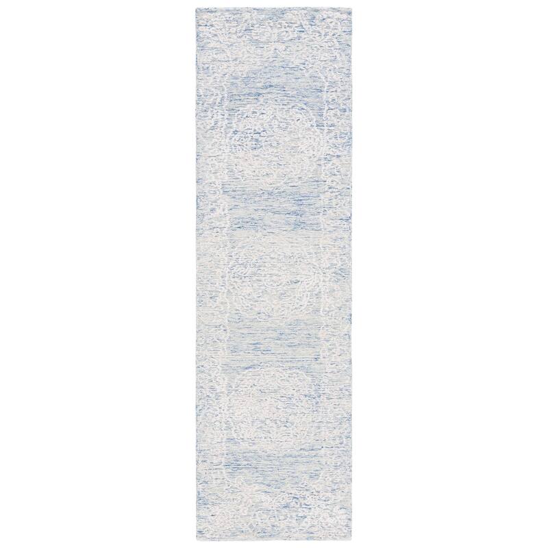 SAFAVIEH Handmade Precious Jaquelin Rug - 2'3" x 8' Runner - Blue/Ivory