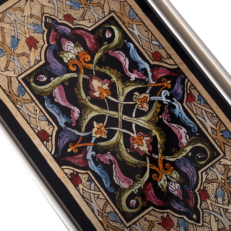 Novica Handmade Royal Silver Reverse-Painted Glass Tray