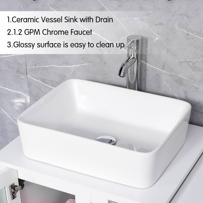 72" Bathroom Vanity Set with Vessel Sink Side Cabinet Combo