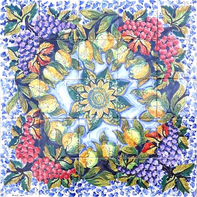 30x30 Grapes Motif Kitchen Backsplash 25pcs Ceramic Tiles Wall Mural