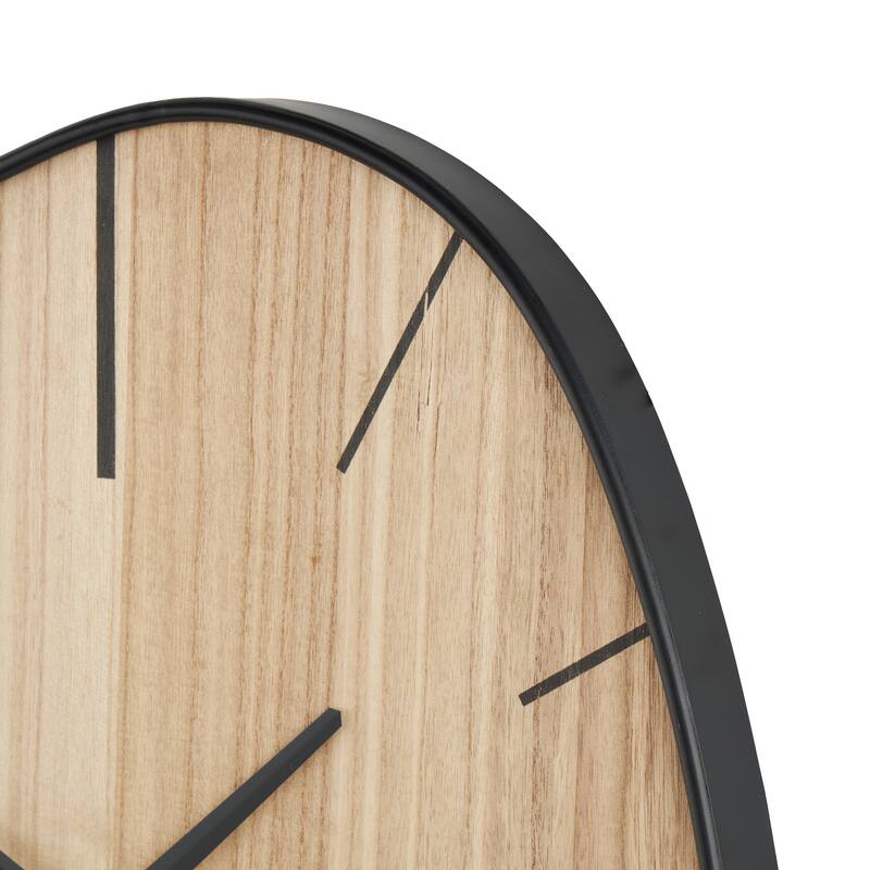 Wooden Wavy Decorative Wall Clock with Black Hands and Markers - Brown - Roche River Decor