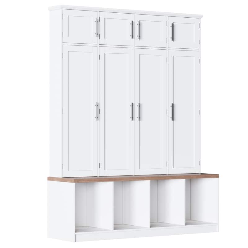 Farmhouse Entryway Hall Tree ,Entryway Shoe Cabinet