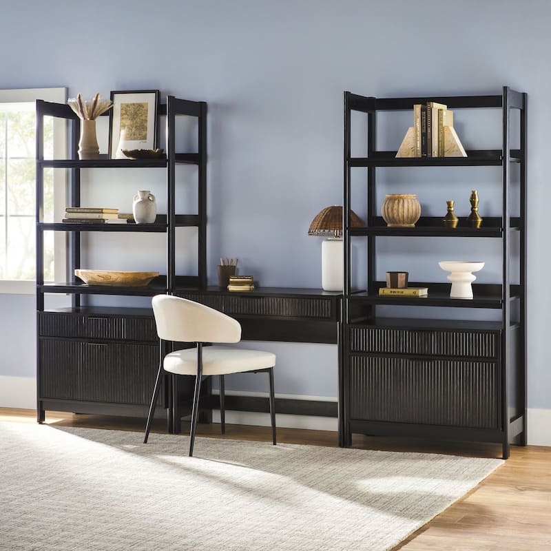 Middlebrook 3-Piece Set Writing Desk with 2 Wide Bookcases