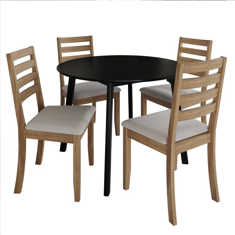 CraftPorch Timeless 4-Piece Chair and Round Table Wooden Dining Set