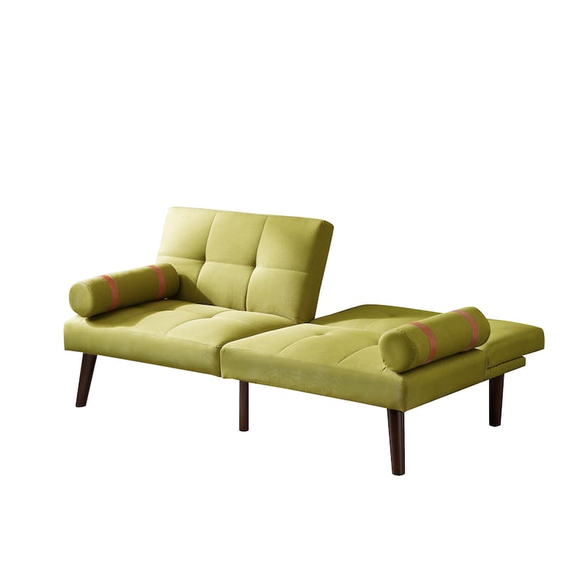 Convertible Sofa Bed Futon with Solid Wood Legs Linen Fabric