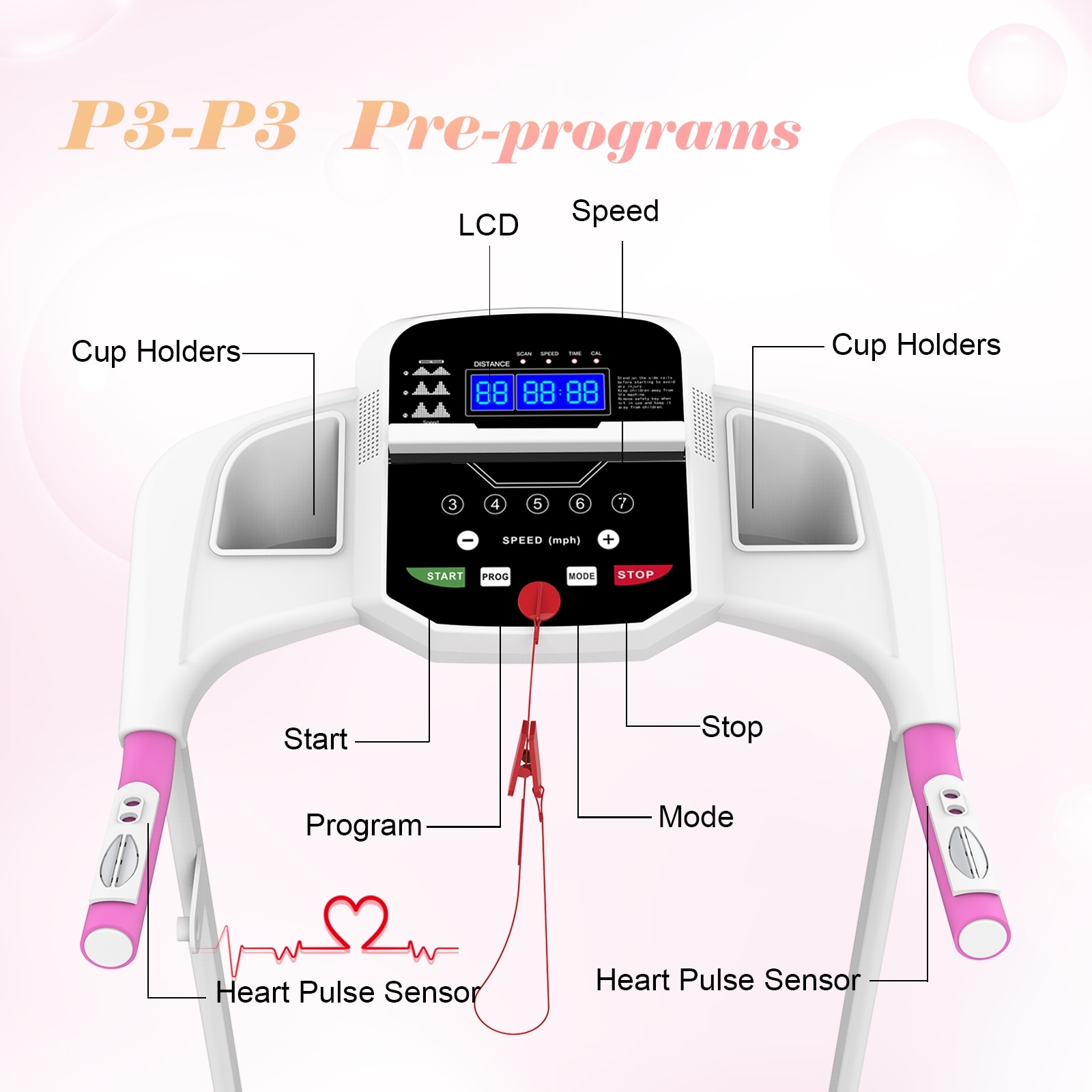 Incline Foldable Pink Treadmill w LED Display Electric Running Machine Bed Bath Beyond 39093301