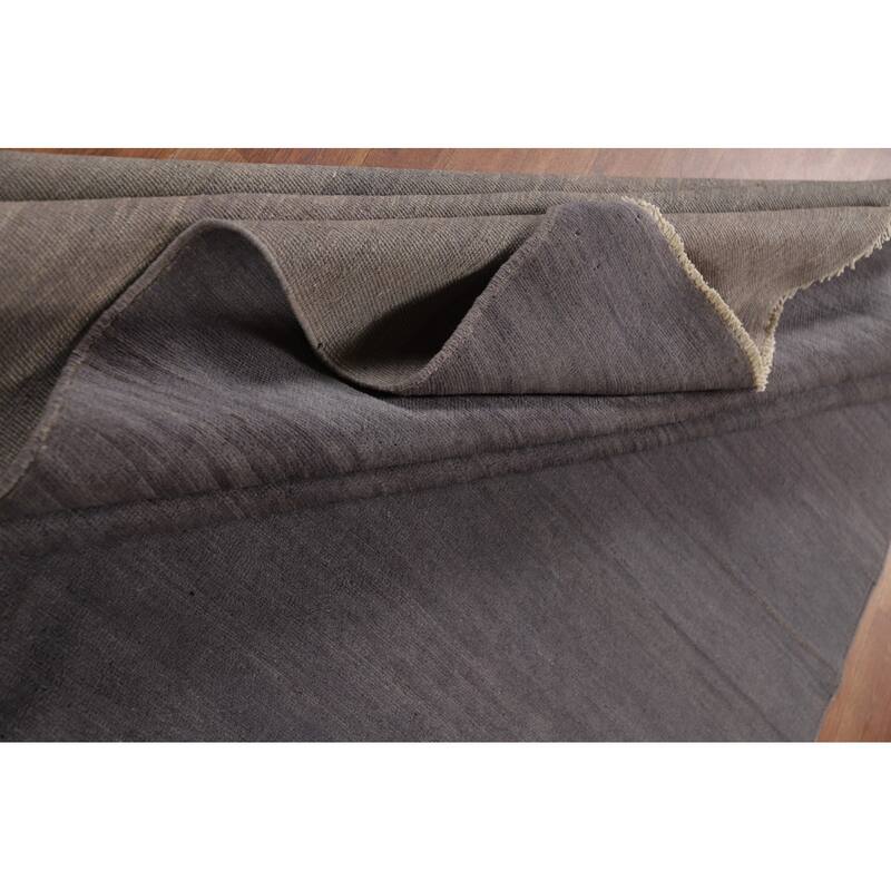 Modern Gray Blue Gabbeh Area Rug Handmade Wool Carpet - 6'7" x 9'8"