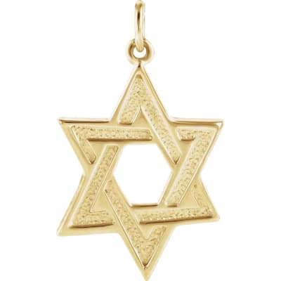 Curata 14k Yellow Gold Textured Religious Judaica Star of David Necklace 23.75x17.5